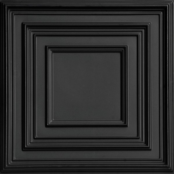 From Plain To Beautiful In Hours Schoolhouse Faux Tin/ PVC 24-in x 24-in Black Textured Surface-mount Ceiling Tile, 10PK 222bk-24x24-10